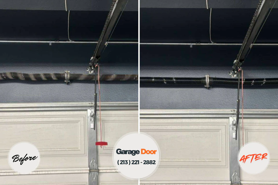 Before and after: garage door repair Archer City, TX